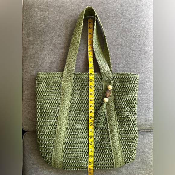 NWOT Green Straw Tote Bag - Picture 5 of 7